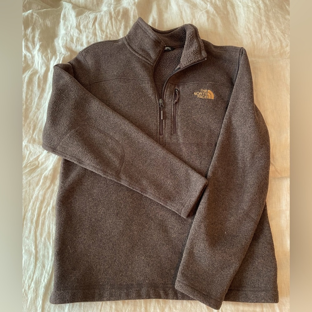 Men’s Medium The North Face Tsillan quarter zip, burnt bronze.
